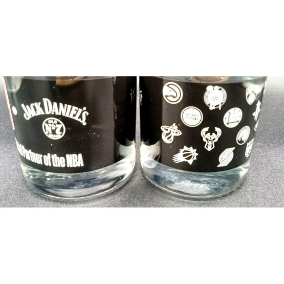 Pair of Jack Daniels Old No 7 NBA Drinking Rocks Glasses Team Logos Barware 3.25 - Picture 6 of 13